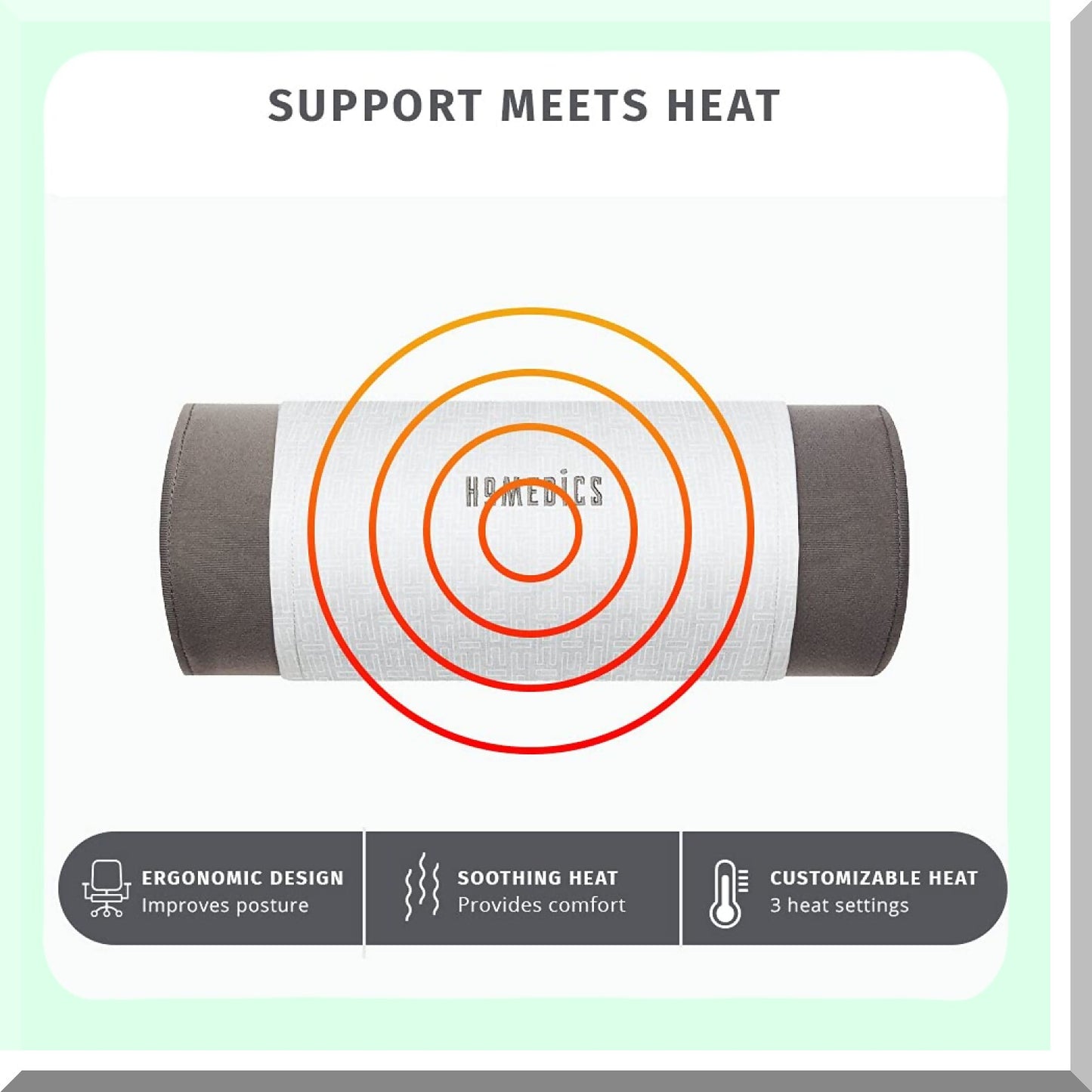 ErgoHeat Lumbar Pillow - Posture Support with 3 Heat Settings, Auto-Off Timer, Adjustable Strap for Office or Home Chair - Ultimate Comfort