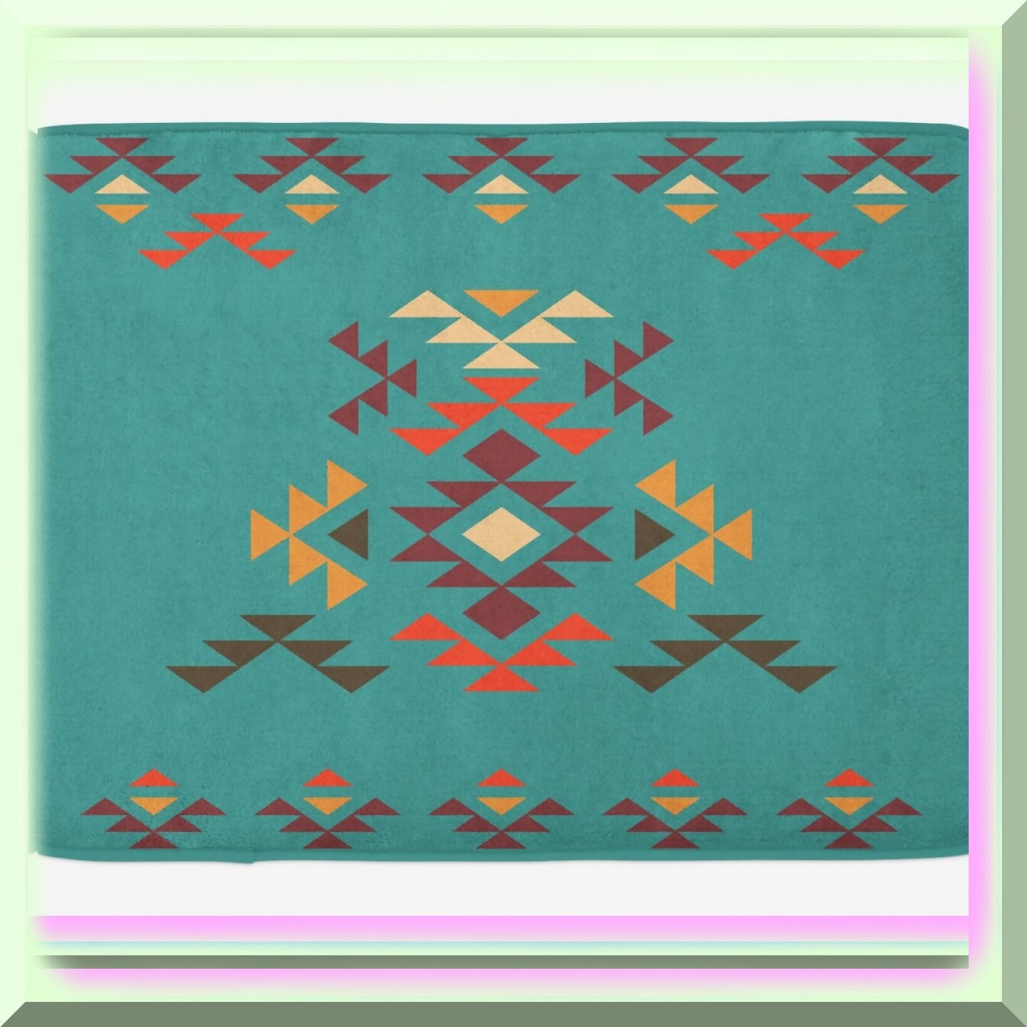 Aztec Bath Mat, Colorful Geometric Shapes, 30.2" x 20"