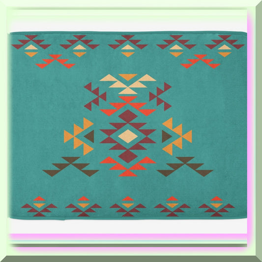 Aztec Bath Mat, Colorful Geometric Shapes, 30.2" x 20"