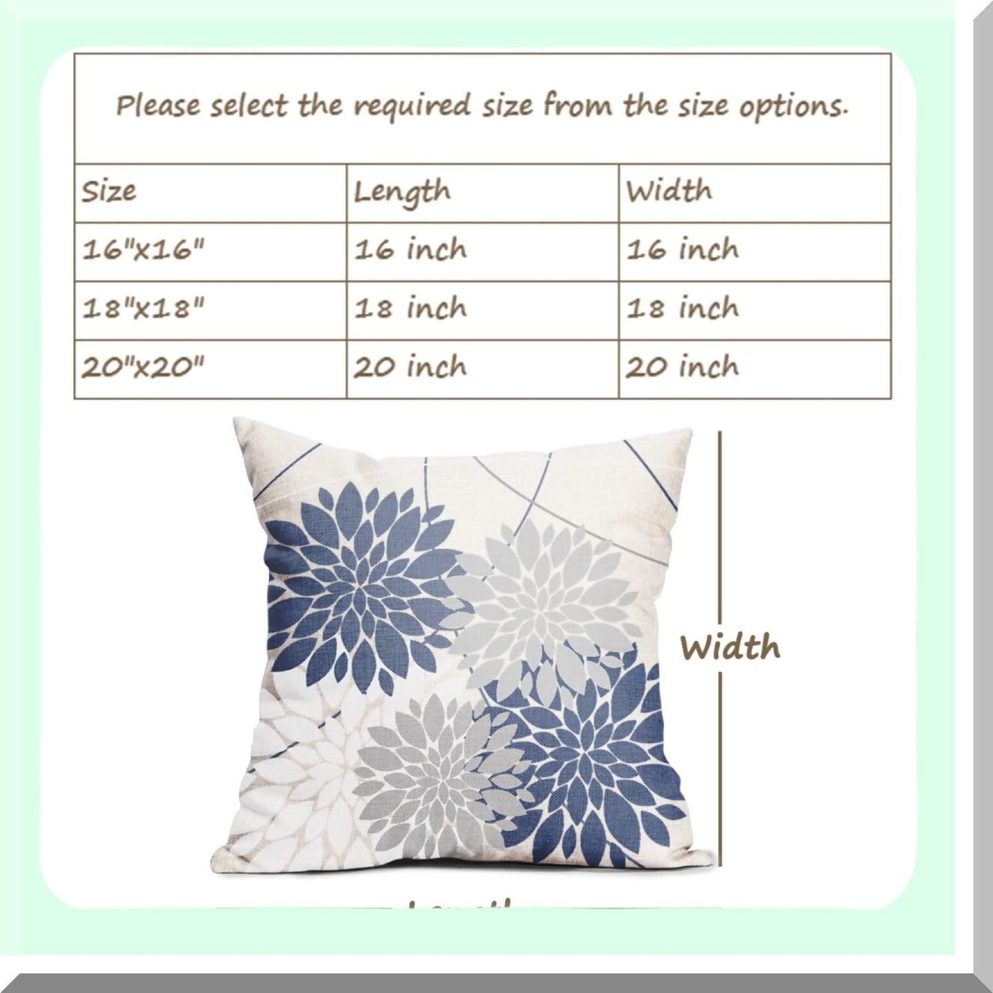 Patriotic Dahlia Flower Print Pillow Covers - Set of 2 | Navy Blue White Grey 16x16 Inch Outdoor Decor Cushion Case for Living Room Sofa Bed