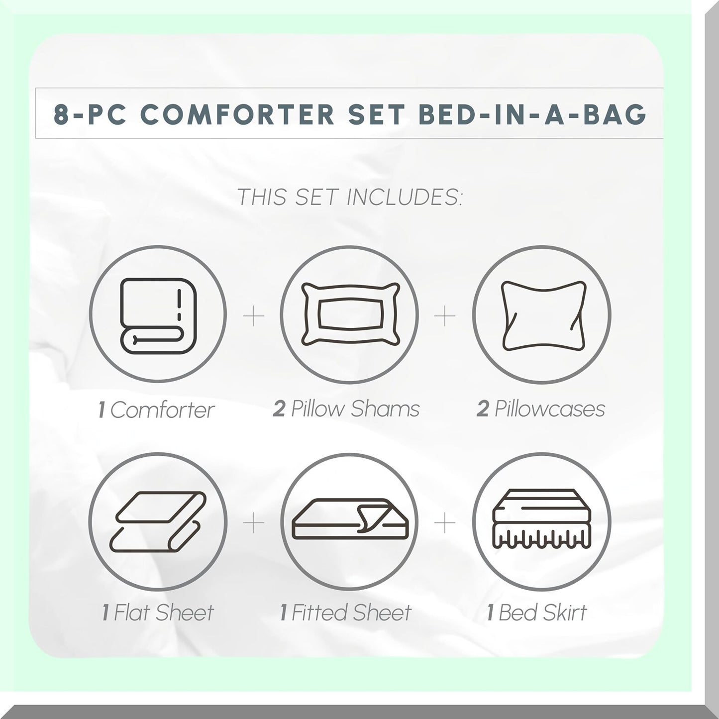 Chocolate SilkEase Wrinkle-Free Stripe Bed Set - 8pc Full/Queen Comforter Ensemble - Luxe Softness, Easy Care - Bed-in-a-Bag