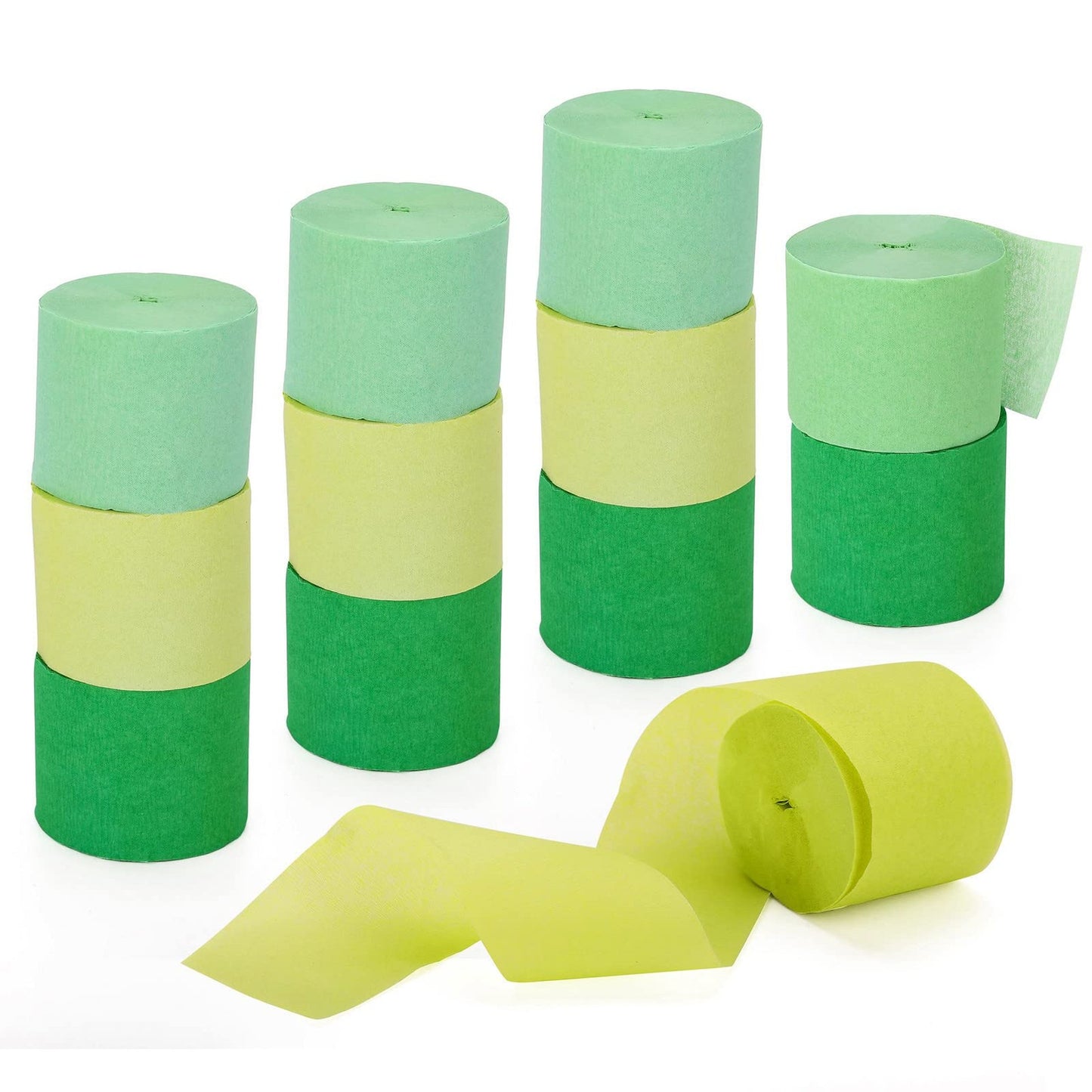 12 Rolls Green Crepe Paper Streamers for Party Decorations