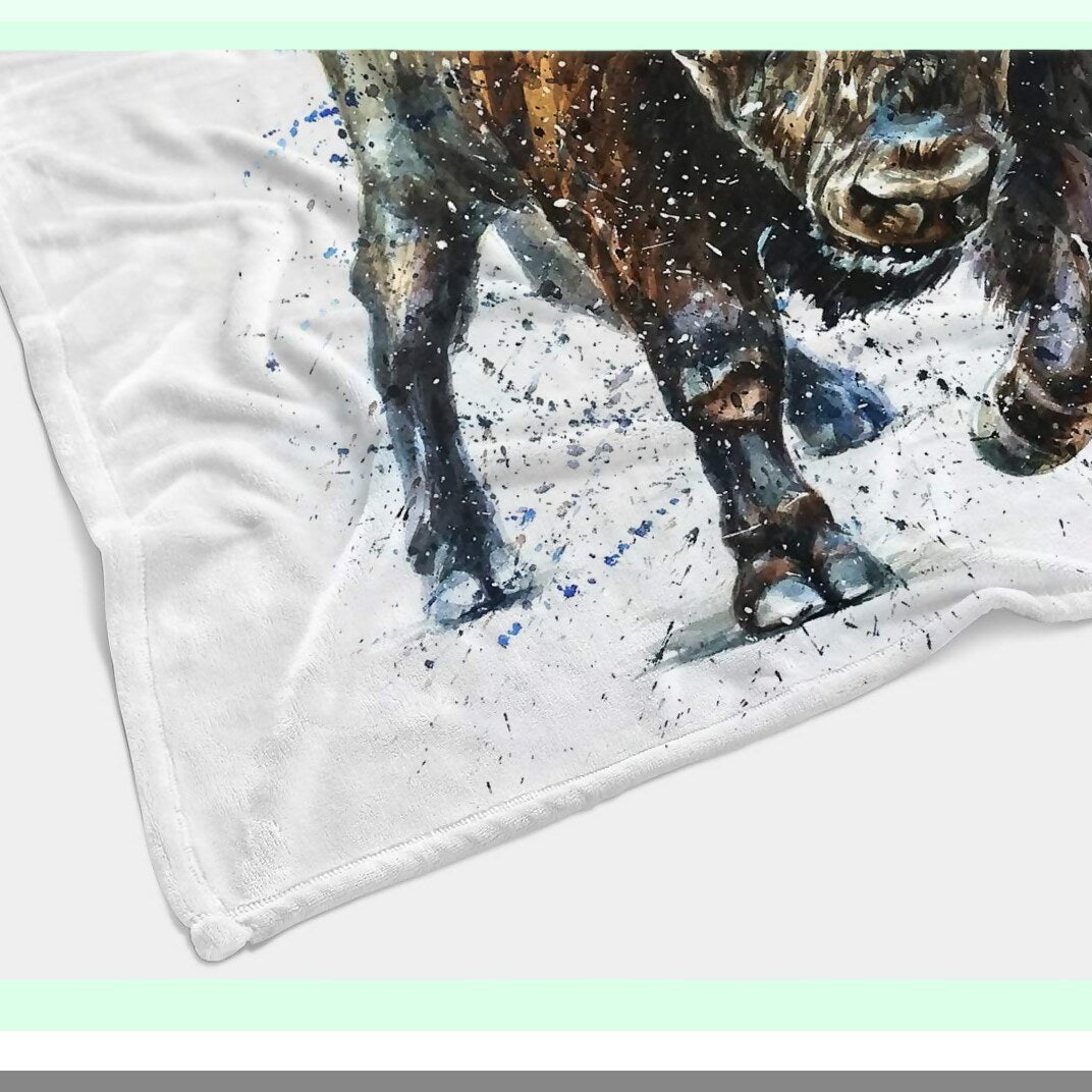 Wild Bison Watercolor Throw Blanket - Soft, Warm, Decorative Blanket for Bed, Chair, Couch, Sofa - 30"x40""