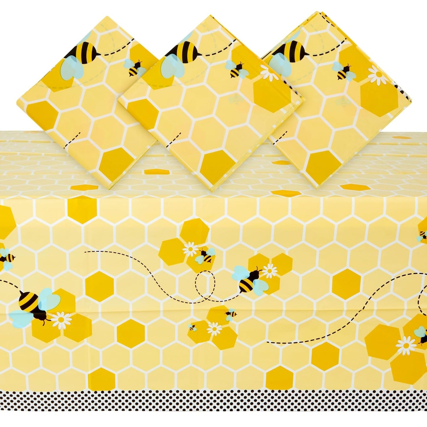 Bee Tablecloth Set for Kids Birthday and Baby Shower