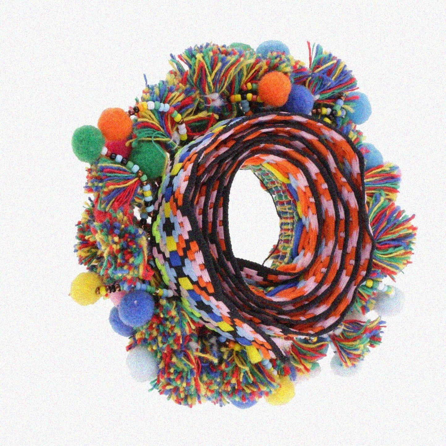 1 Yard Multicolor Pompom Beads Fringe Trim Ribbon