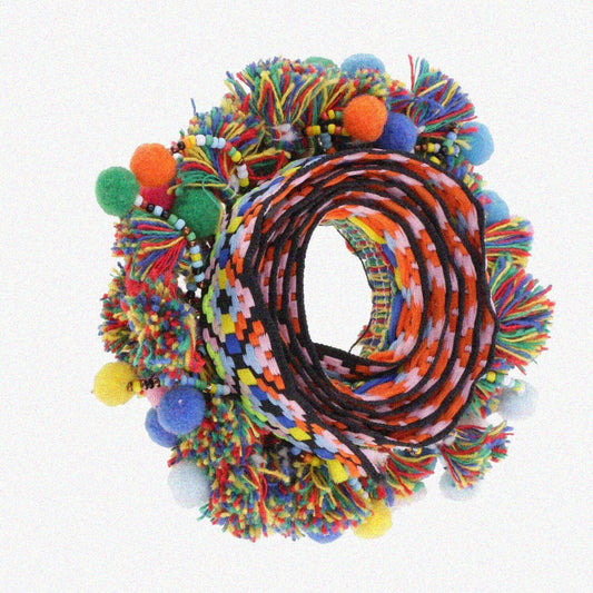 1 Yard Multicolor Pompom Beads Fringe Trim Ribbon