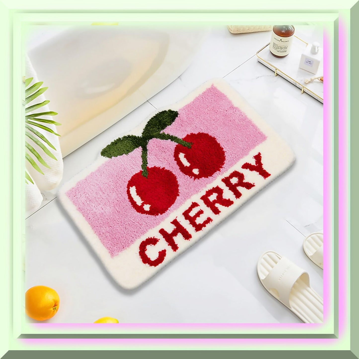 Cute Cherry Bathroom Rug 31x20 Non Slip Absorbent
