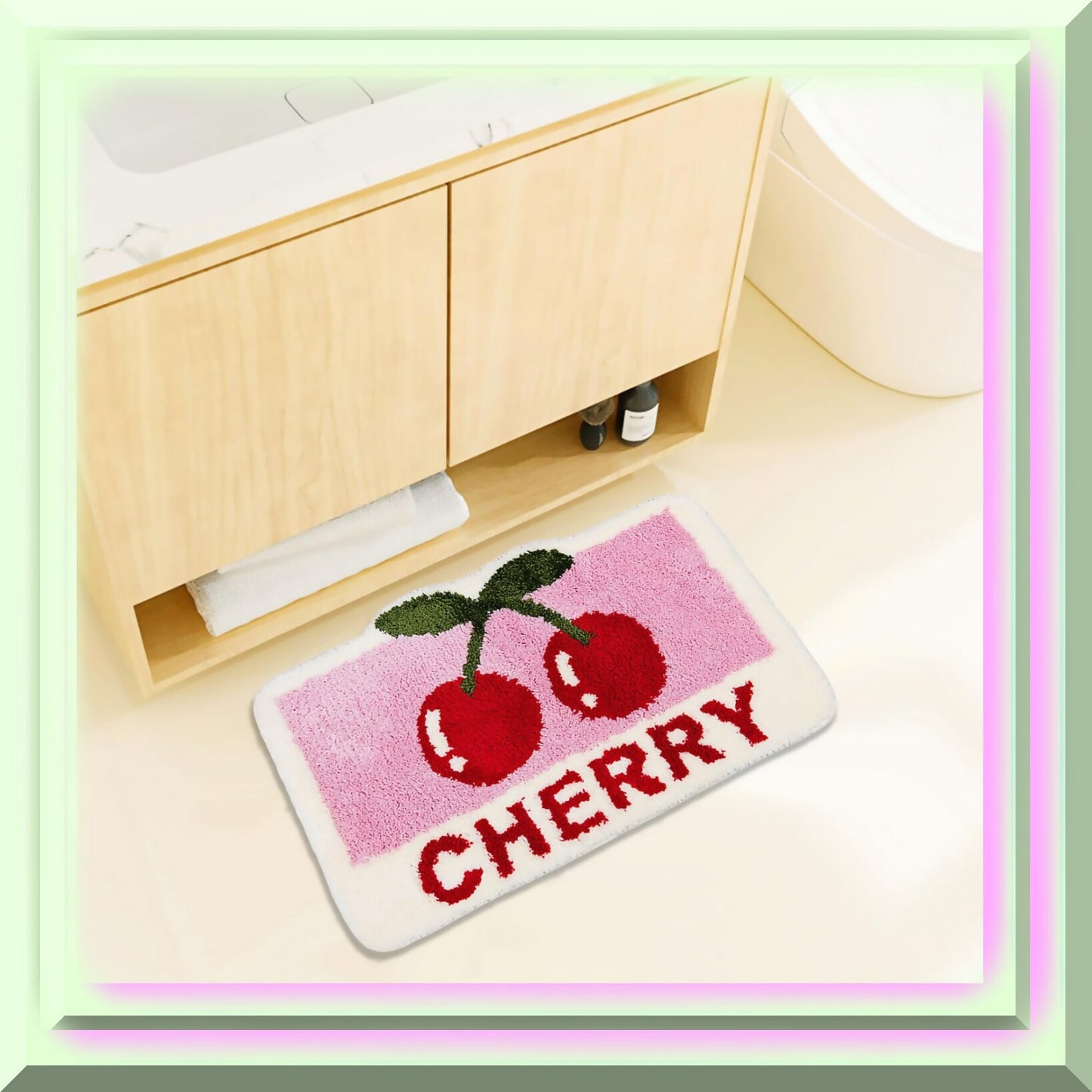 Cute Cherry Bathroom Rug 31x20 Non Slip Absorbent