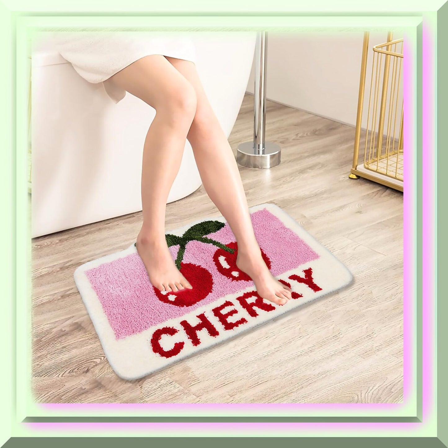 Cute Cherry Bathroom Rug 31x20 Non Slip Absorbent
