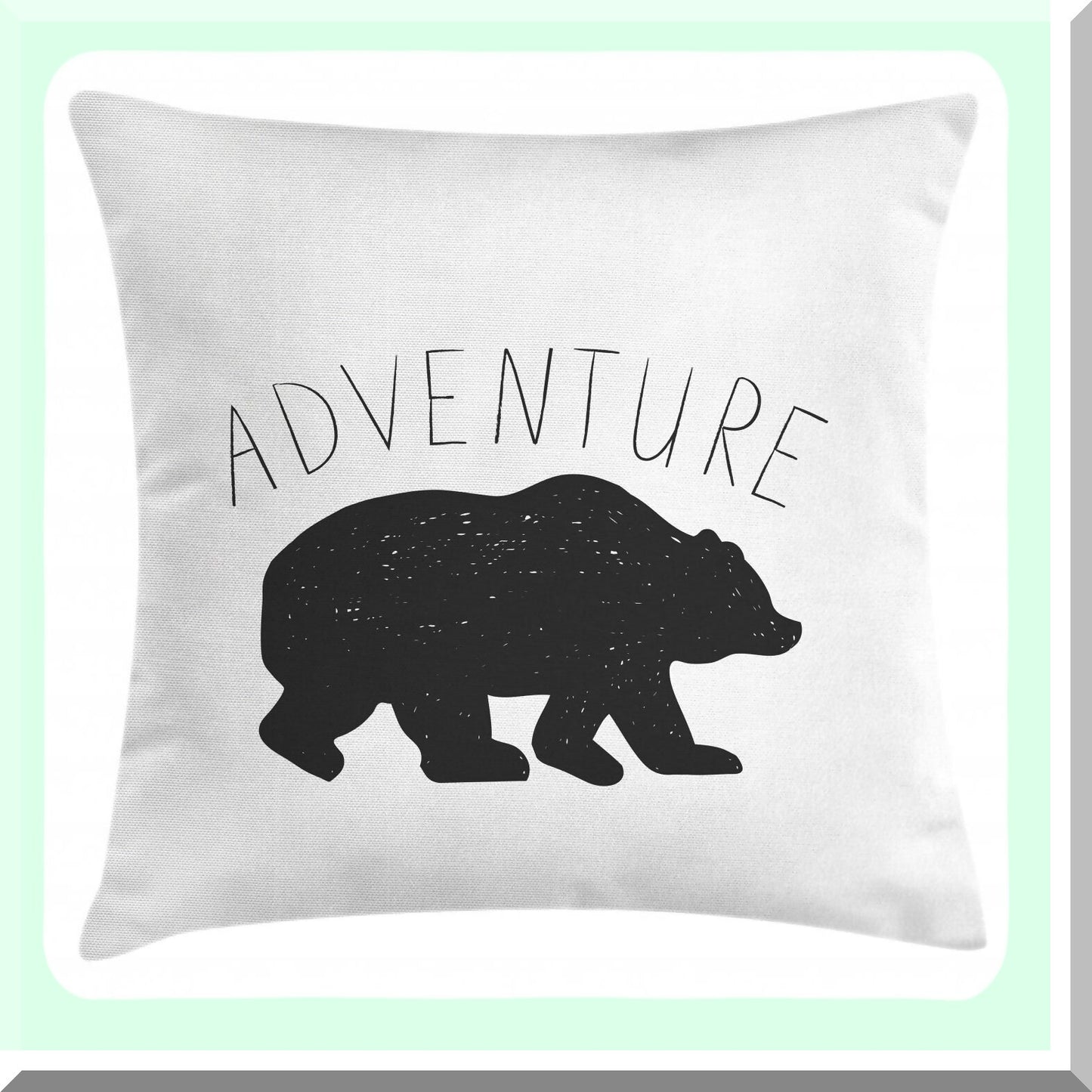 Wild Bear Adventure Cushion Cover - Nature Inspired Decorative Pillow Case for Hipster Design Enthusiasts - 20" X 20" Square Accent Pillow in Grey and White