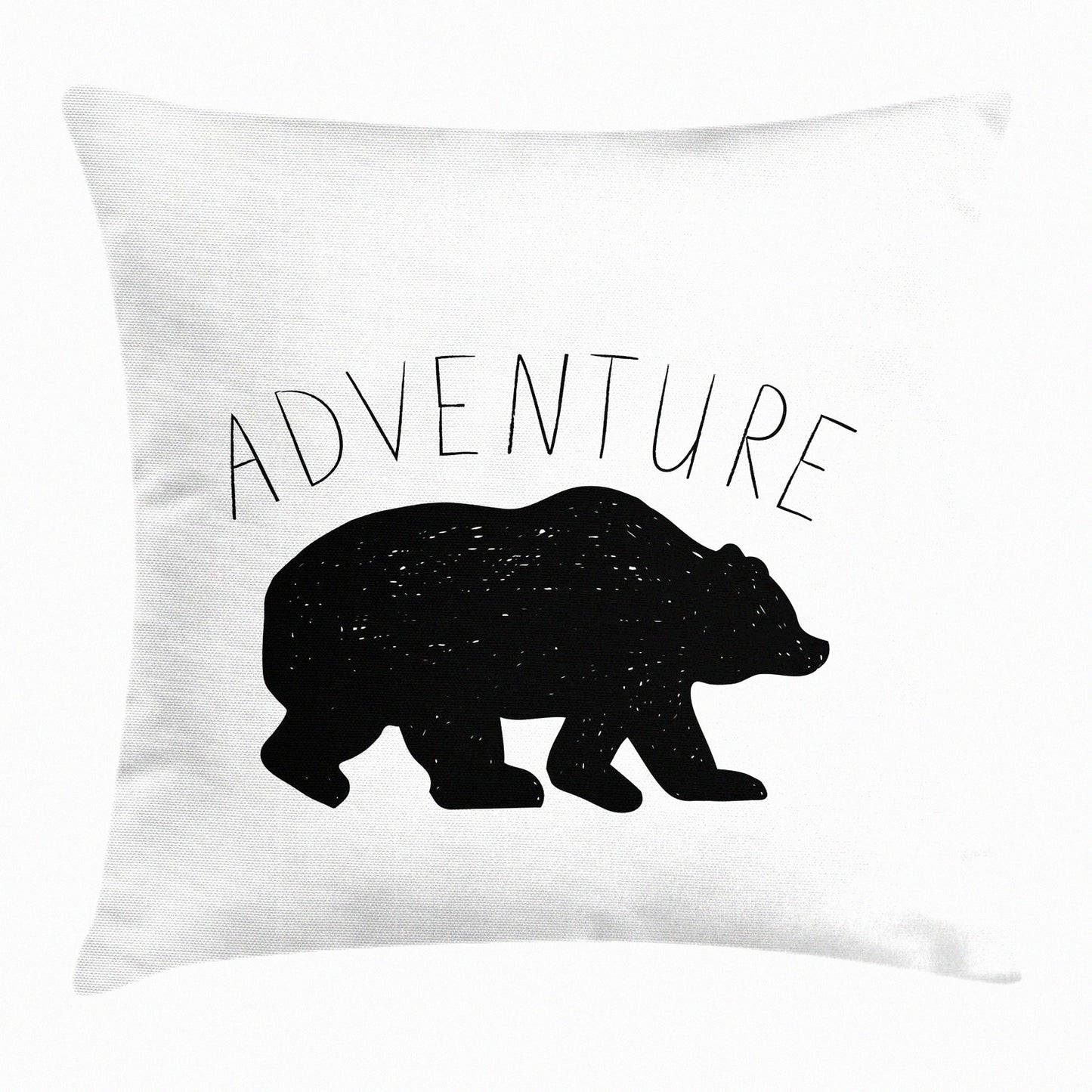 Wild Bear Adventure Cushion Cover - Nature Inspired Decorative Pillow Case for Hipster Design Enthusiasts - 20" X 20" Square Accent Pillow in Grey and White