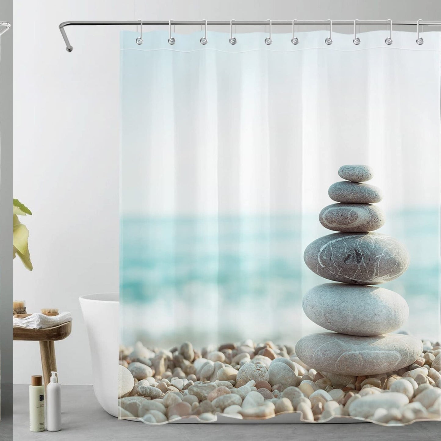 Zen Stone Zen Theme Shower Curtain 60x72 Inches