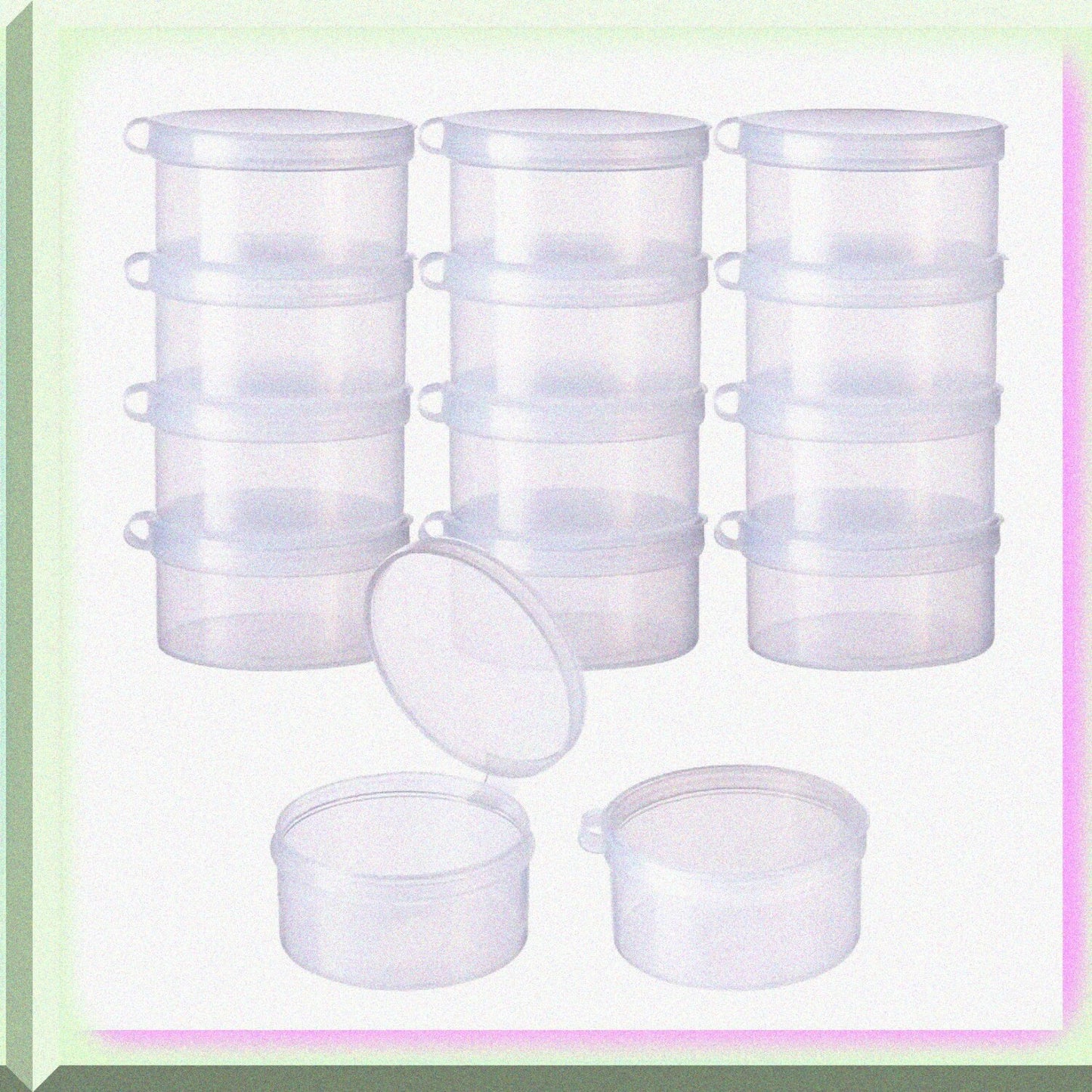 12 Pack Clear Plastic Bead Storage Containers 2x1 Inches