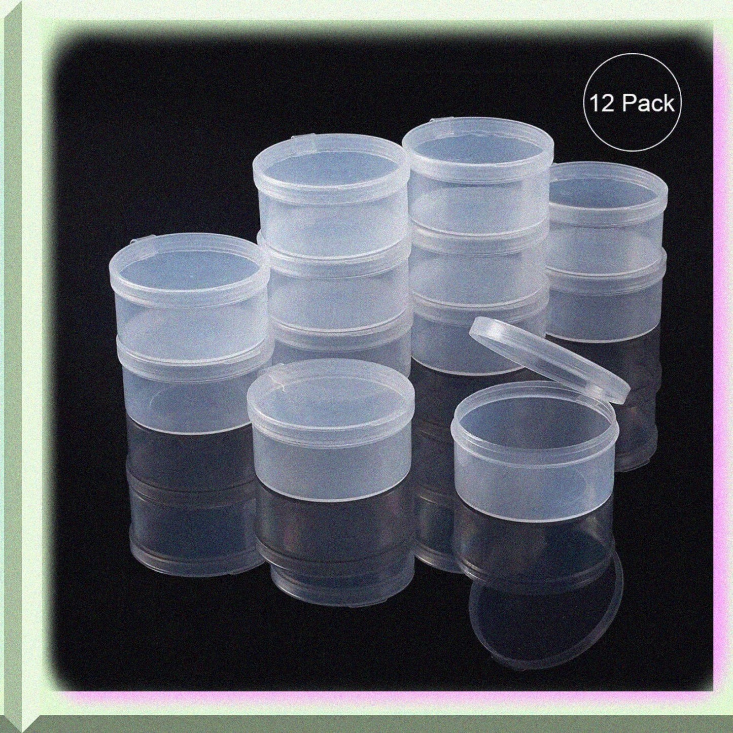 12 Pack Clear Plastic Bead Storage Containers 2x1 Inches