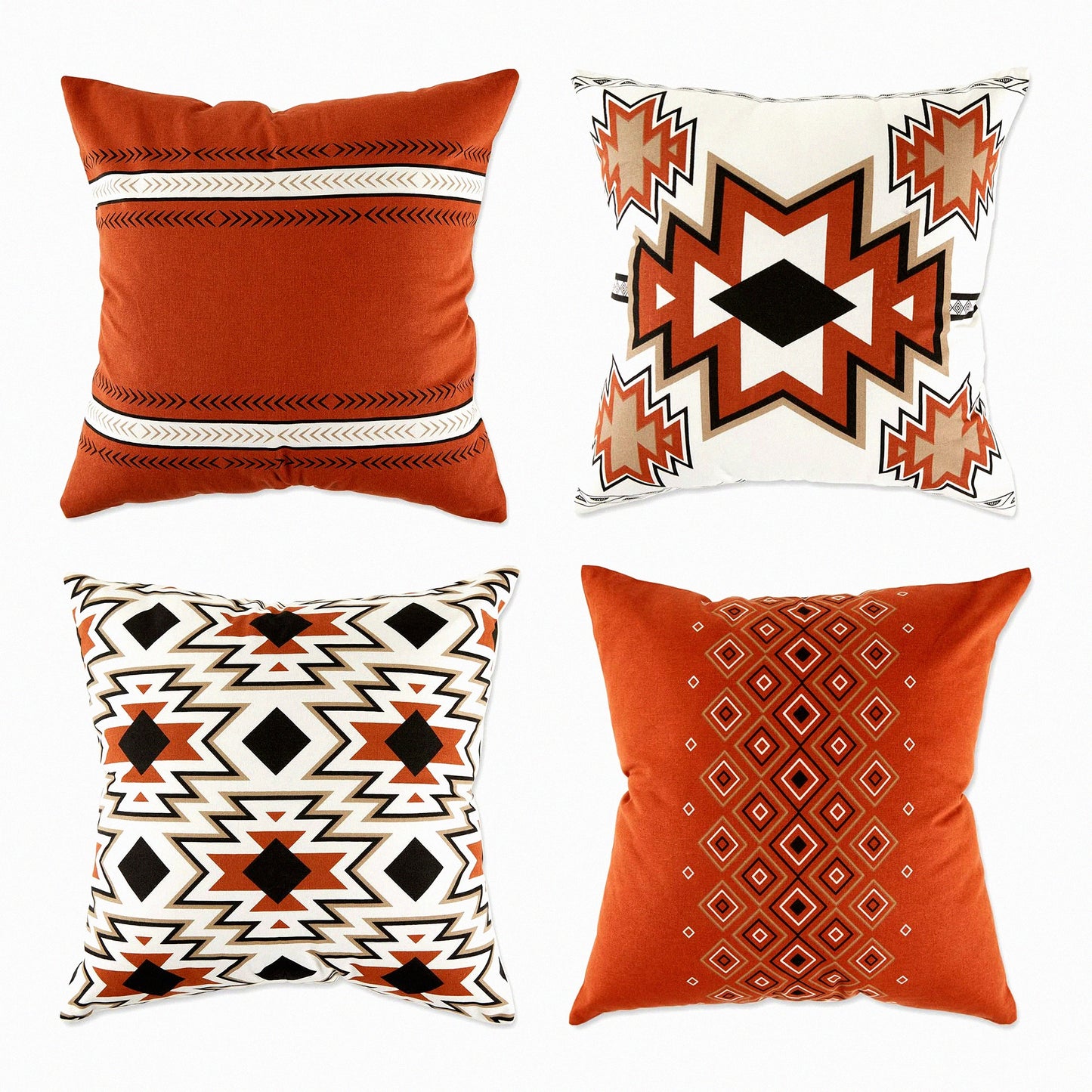 ClayPrints Decorative Throw Pillow Cover Set - 18x18 Square Collection - 4 Piece Pack - Home Decor Accent - Soft Cushion Case - Stylish Design