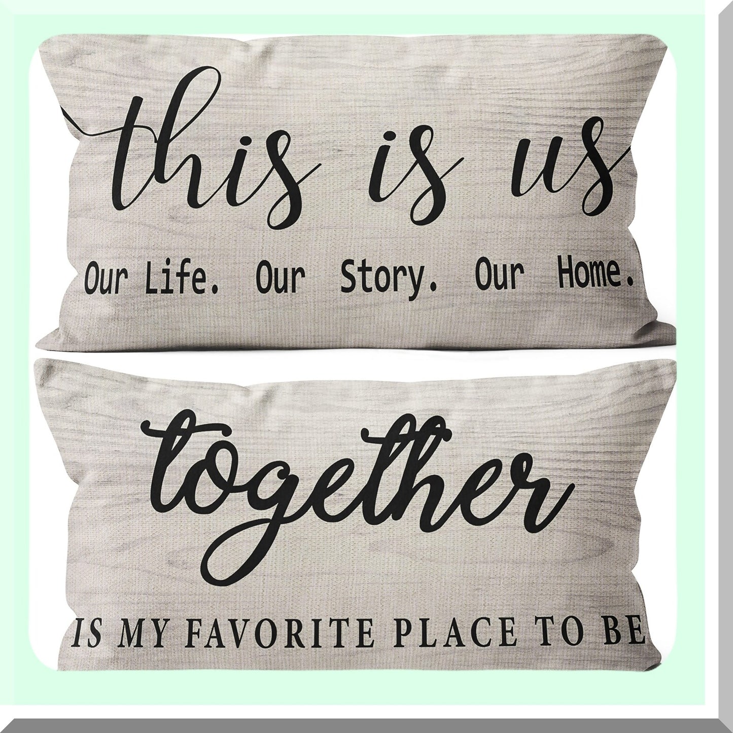Farmhouse Chic Pillow Covers - Set of 2, 12x20 Rectangle Decorative Pillows for Couch - Home Sweet Home Collection - This is Us Theme
