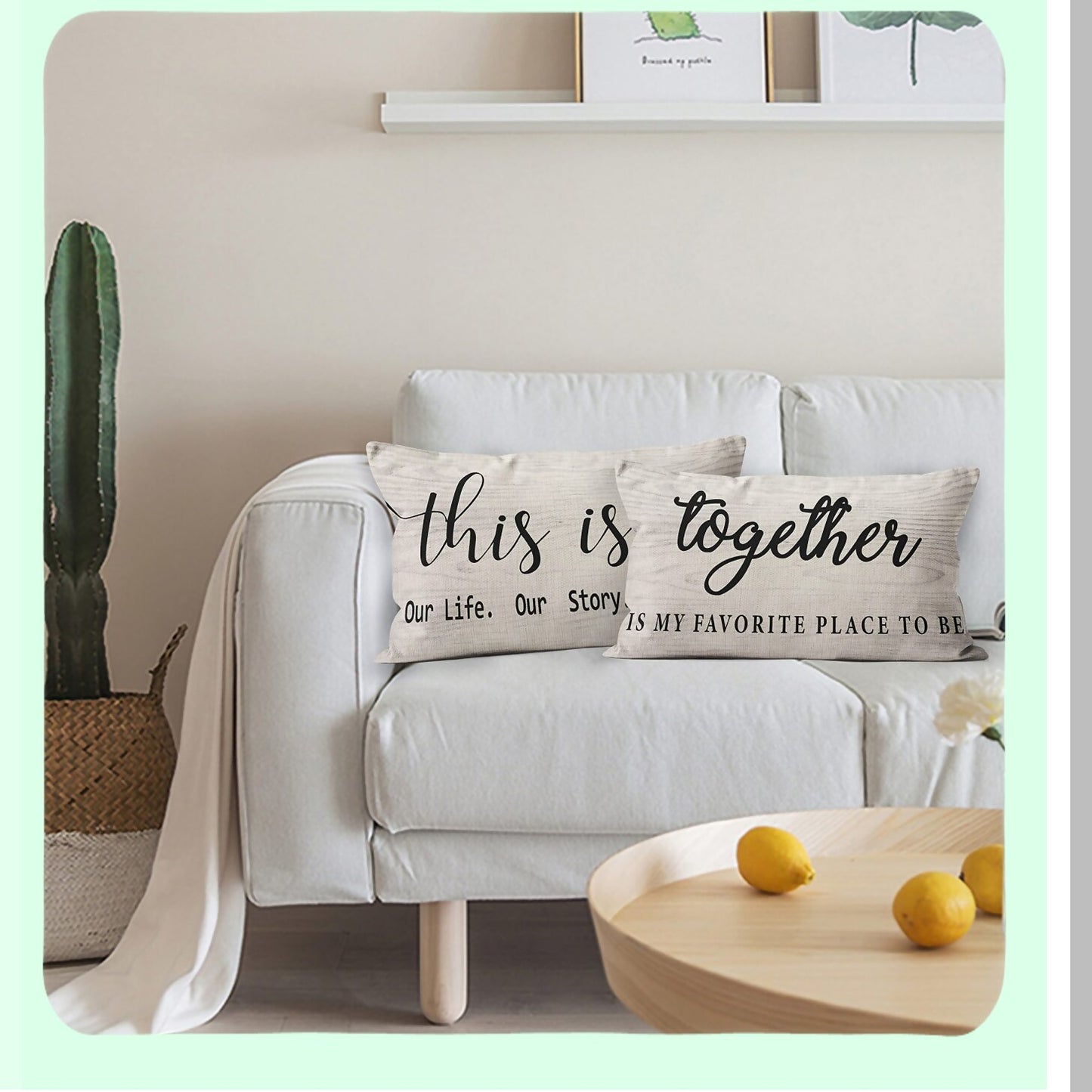 Farmhouse Chic Pillow Covers - Set of 2, 12x20 Rectangle Decorative Pillows for Couch - Home Sweet Home Collection - This is Us Theme