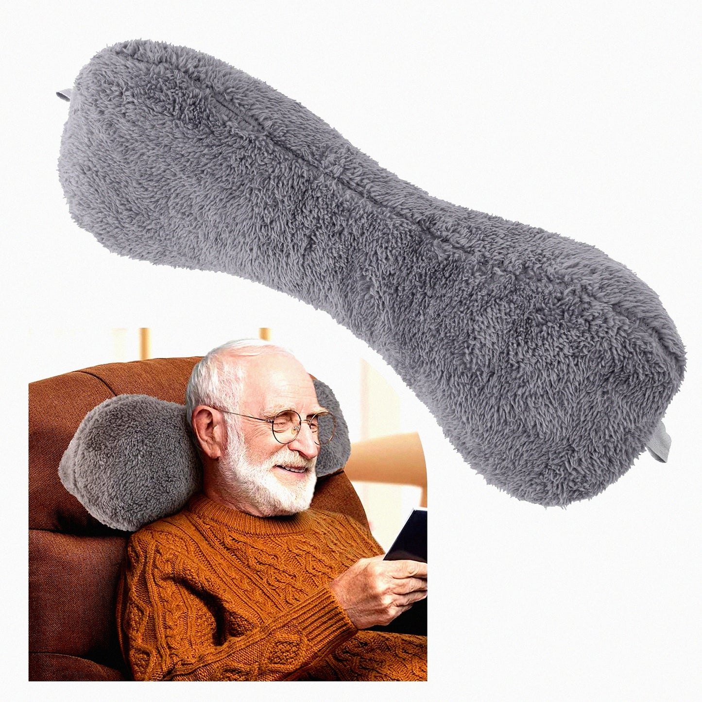 ComfortMax Headrest Pillow - Ultimate Recliner Neck Support for Sofa & Couch - Grey Bone Neck Pillow for Relaxation & Comfort - Ergonomic Recliner Head Pillow