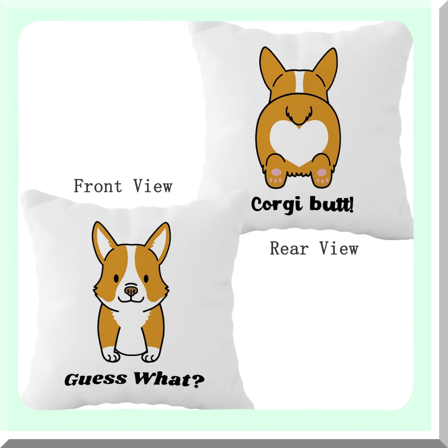Corgi Butt Reversible Throw Pillow - Funny Quote Decor for Home & Office - Cute Corgi Gifts for Corgi Lovers - 18x18 Inch Case Cover