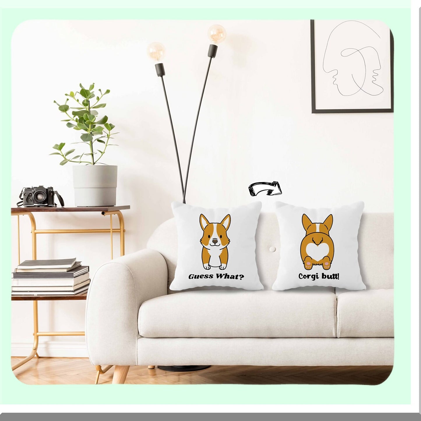 Corgi Butt Reversible Throw Pillow - Funny Quote Decor for Home & Office - Cute Corgi Gifts for Corgi Lovers - 18x18 Inch Case Cover