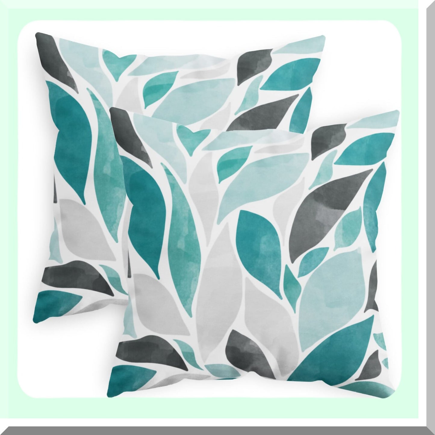 Falling Dahlia Floral Throw Pillow Covers - Cozy Fleece Cushion Cases for Couch & Bed - Farmhouse Decorative Petals Design - Pack of 2, 18x18 Teal Grey
