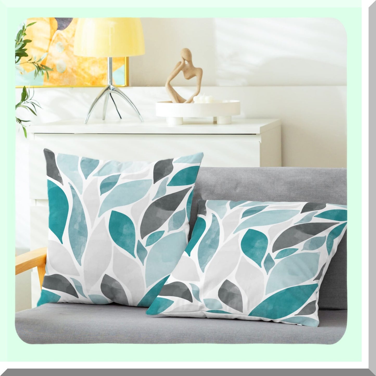 Falling Dahlia Floral Throw Pillow Covers - Cozy Fleece Cushion Cases for Couch & Bed - Farmhouse Decorative Petals Design - Pack of 2, 18x18 Teal Grey