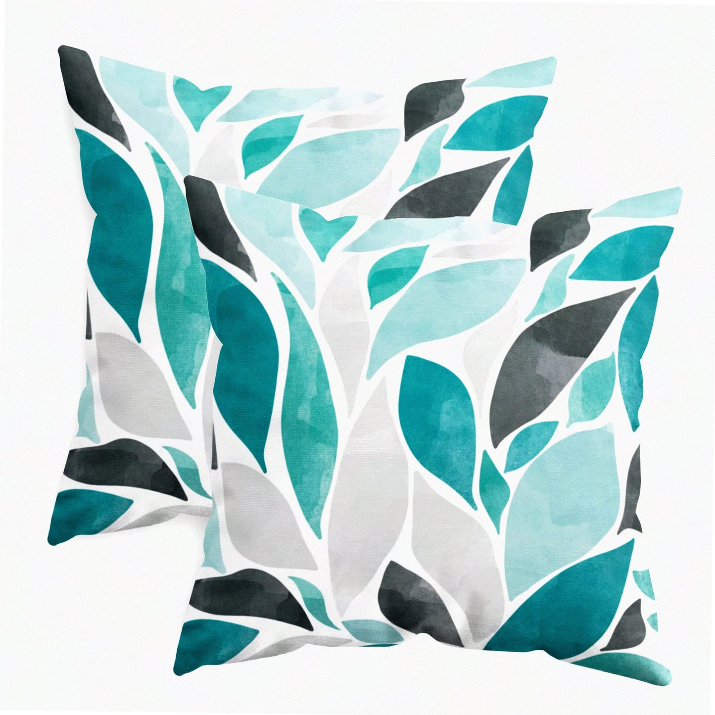 Falling Dahlia Floral Throw Pillow Covers - Cozy Fleece Cushion Cases for Couch & Bed - Farmhouse Decorative Petals Design - Pack of 2, 18x18 Teal Grey