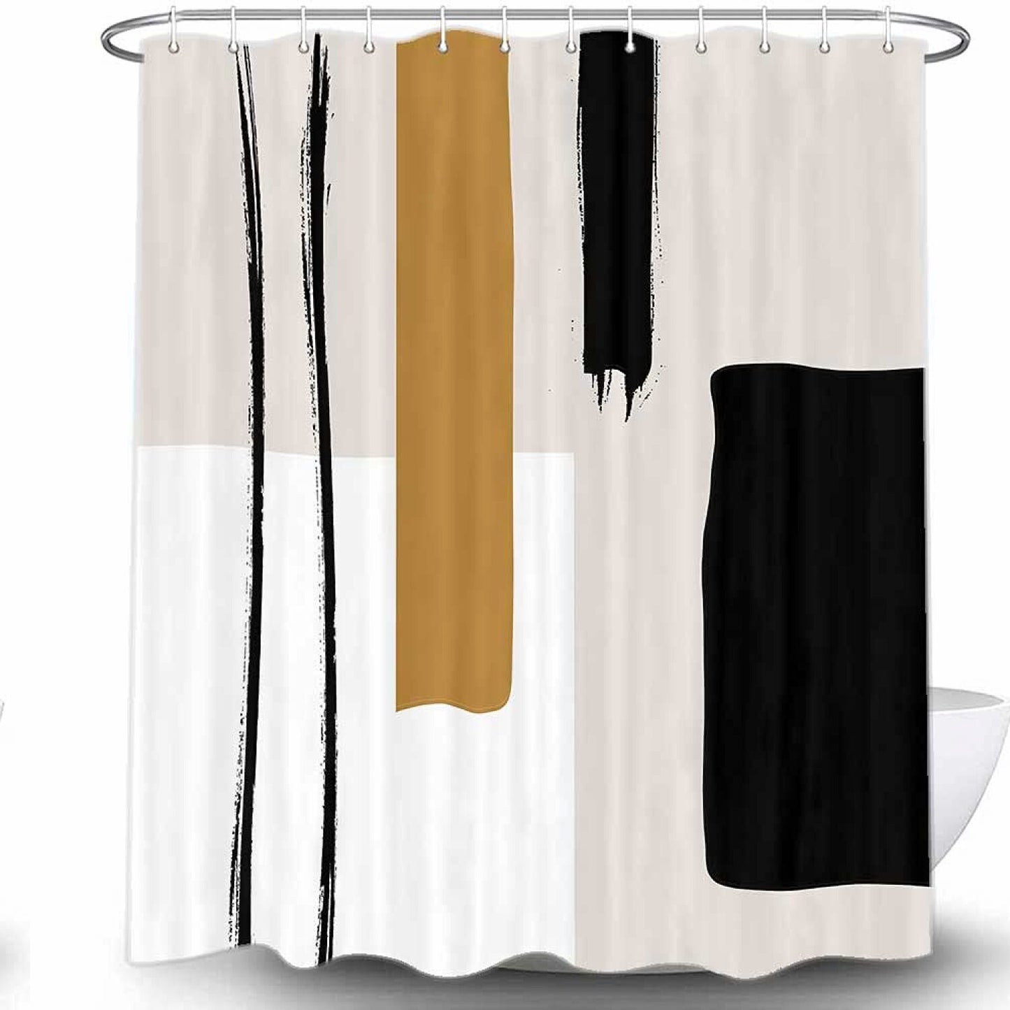 Abstract Black and White Geometric Shower Curtain 72x72