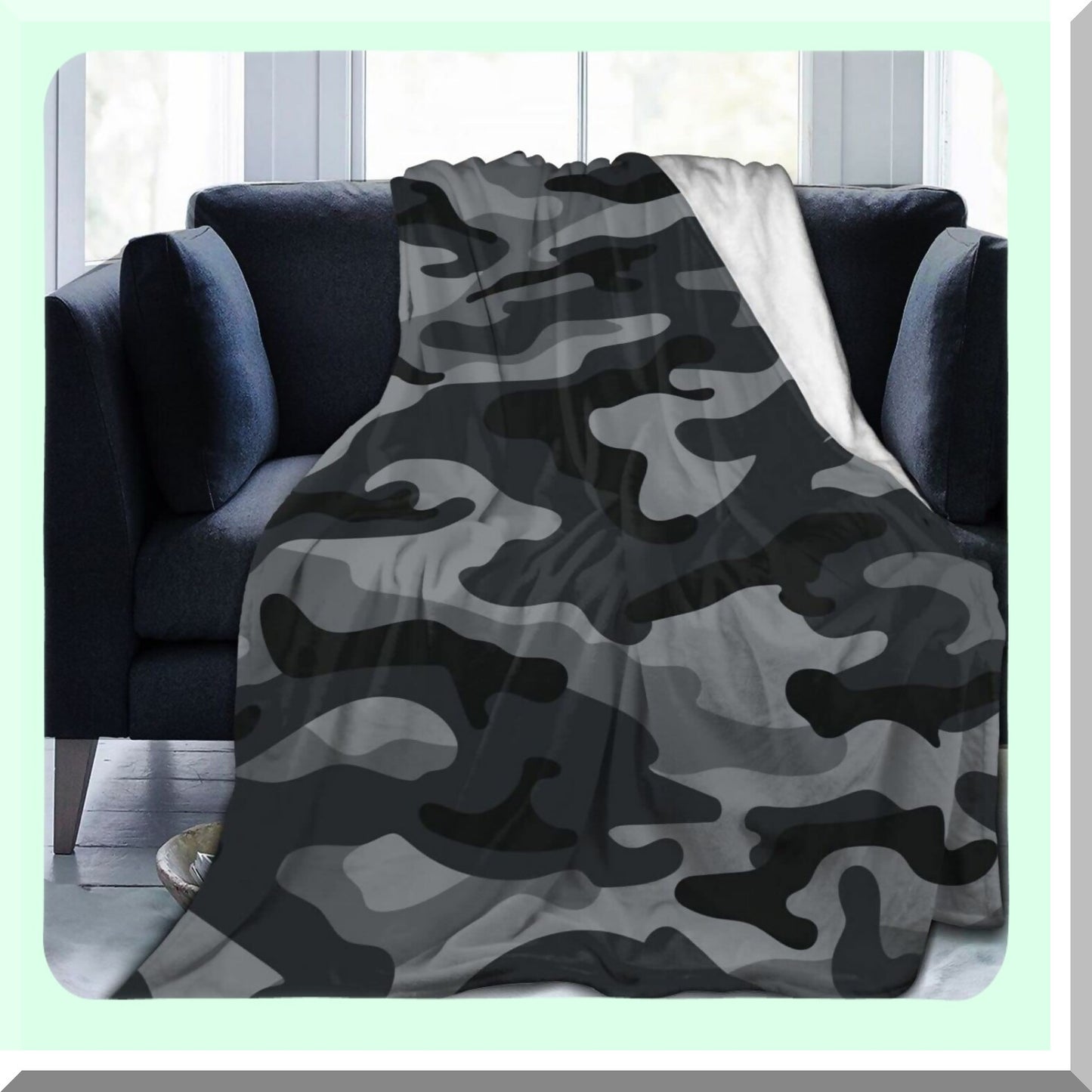 StealthSnug Ultra Soft Camouflage Throw Blanket - All Season Black and Grey Camo Fleece for Bed, Chair, Car, Sofa, Couch, Bedroom 50"x40"