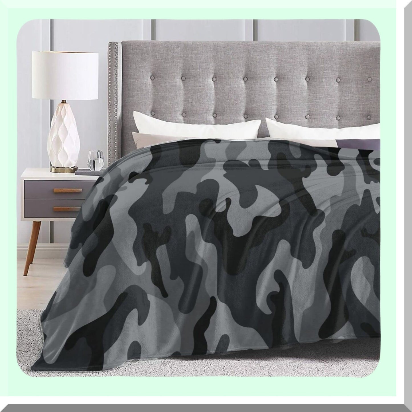 StealthSnug Ultra Soft Camouflage Throw Blanket - All Season Black and Grey Camo Fleece for Bed, Chair, Car, Sofa, Couch, Bedroom 50"x40"