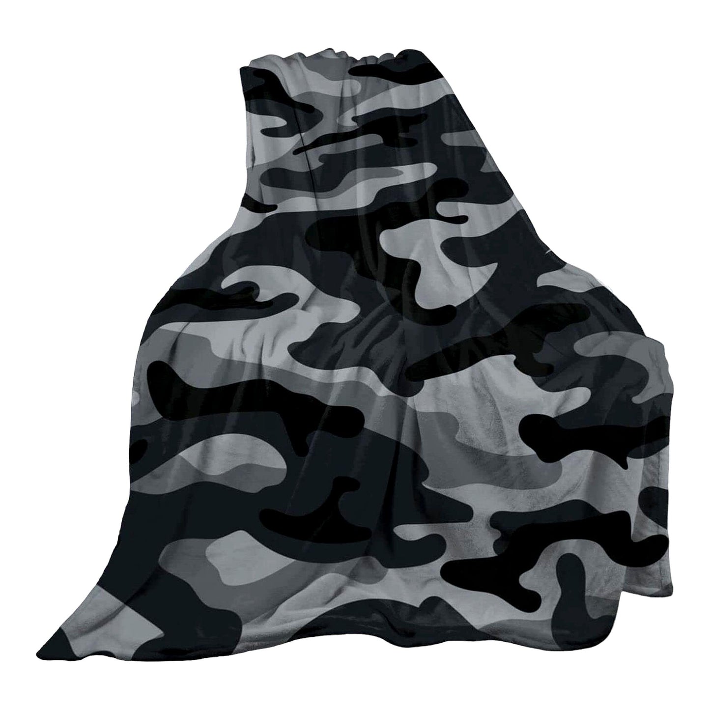 StealthSnug Ultra Soft Camouflage Throw Blanket - All Season Black and Grey Camo Fleece for Bed, Chair, Car, Sofa, Couch, Bedroom 50"x40"