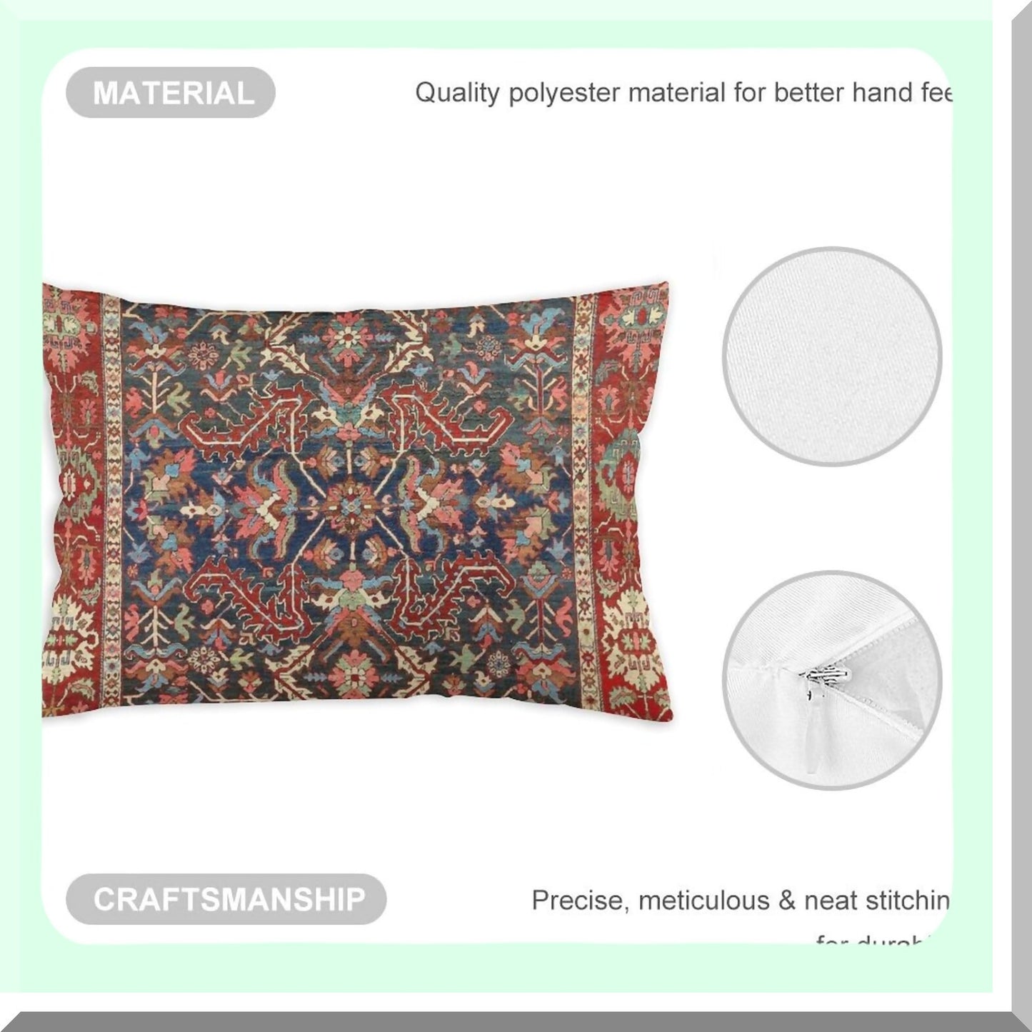 Floral Persian Velvet Pillow Covers - Antique Print Decorative Cushion Cases for Home Living Room Bed Couch Car - Soft Throw Pillowcases 12"x20"