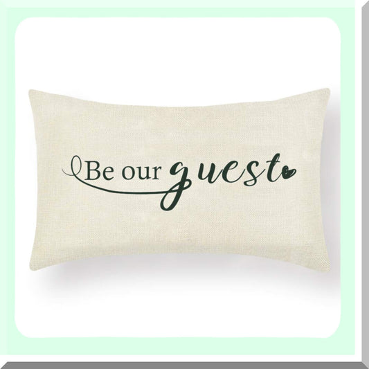 Guest Welcome Lumbar Pillow Cover Compatible with 12'' x 20'' Cushions