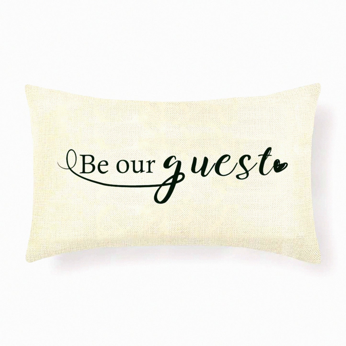 Guest Welcome Lumbar Pillow Covers - Decorative Quotes Cushion Covers for Housewarming Gifts - Family Room Dcor - 12'' x 20''