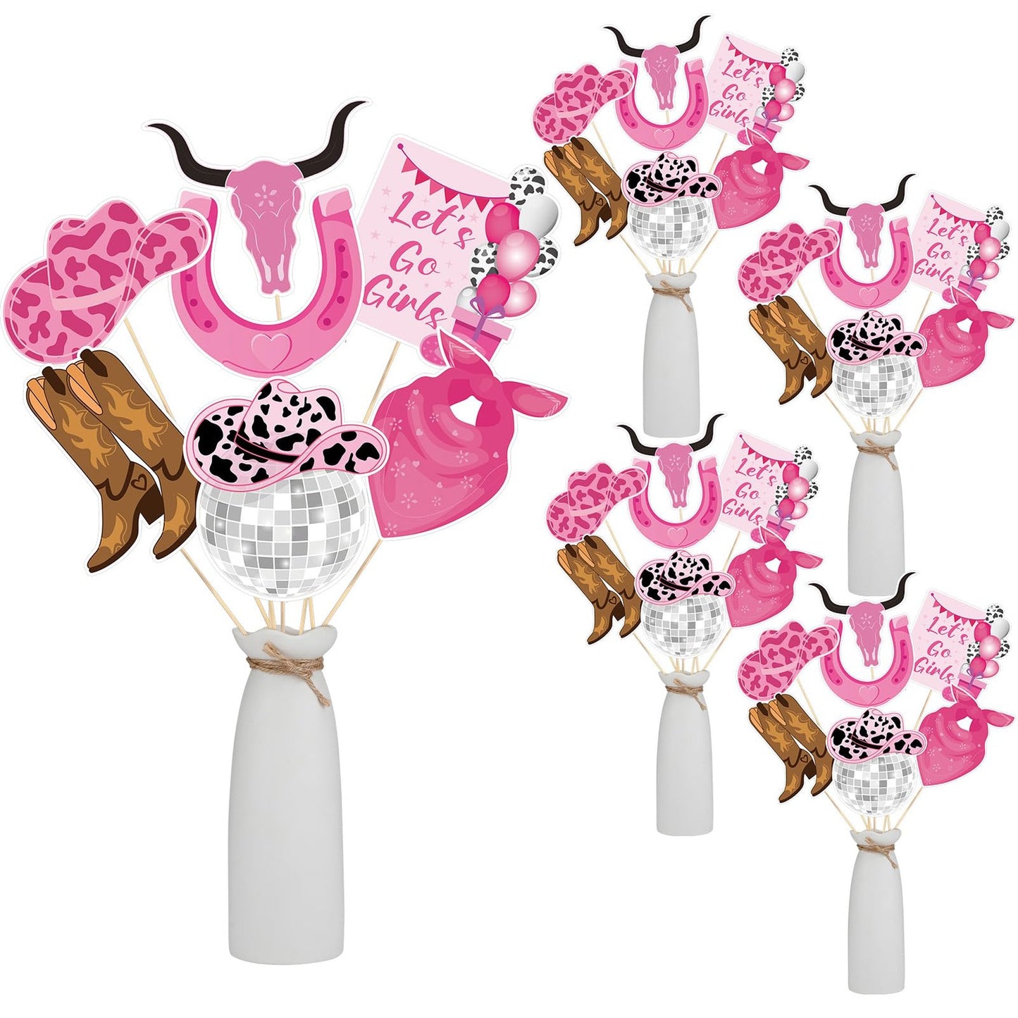 Cowgirl Party Table Toppers - Set of 35 Western Centerpiece Sticks for Birthday, Bachelorette, and Disco Themed Parties. Perfect Party Decor!