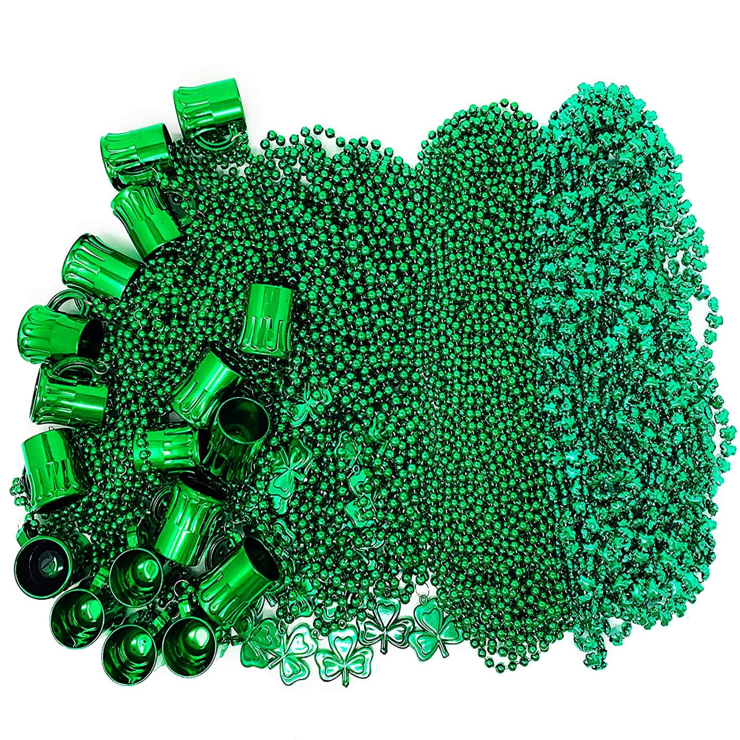 St Patrick's Day Beads Necklace Bulk 72 Pack Green Shamrock and Irish Beads