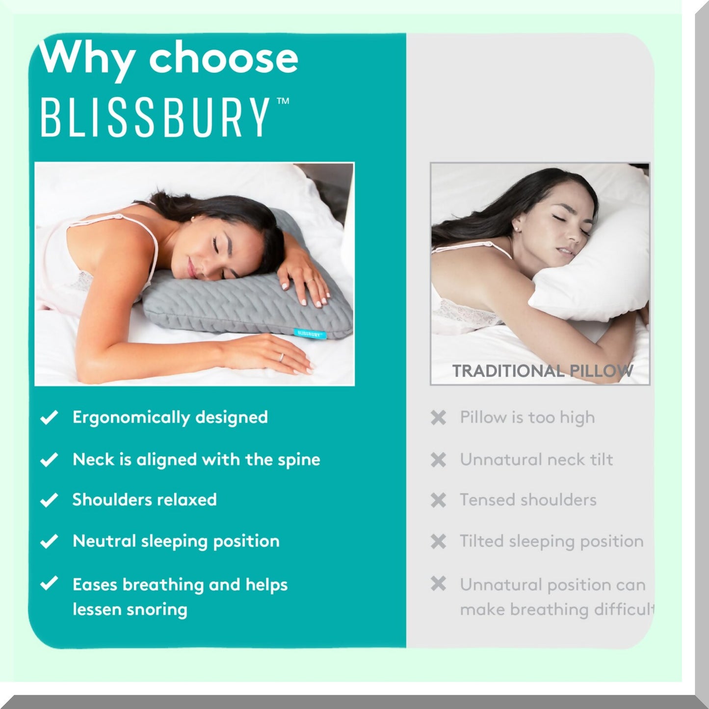 SlimDream Gel-Infused Memory Foam Stomach Sleeping Pillow - Thin 2.6-Inch Pillow for Back Sleepers - Neck and Back Support - Washable Bamboo Cover