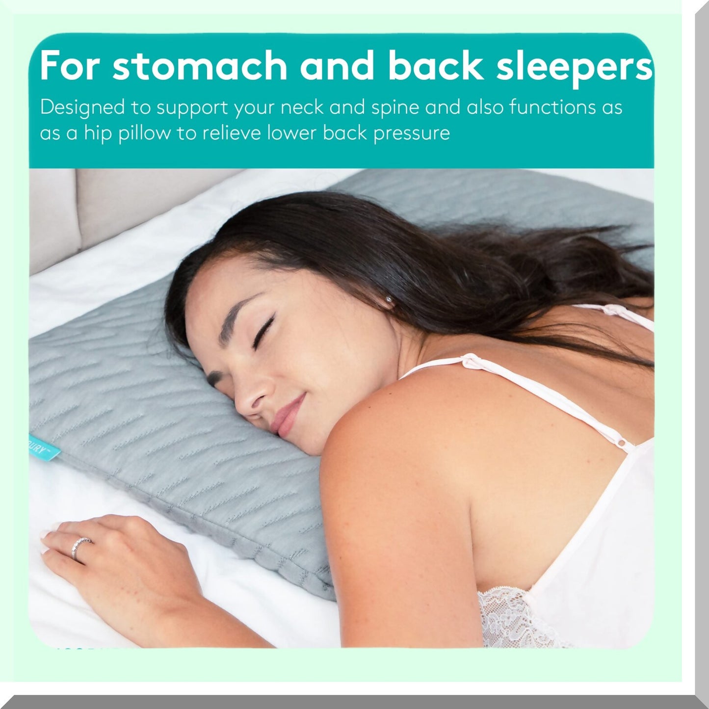SlimDream Gel-Infused Memory Foam Stomach Sleeping Pillow - Thin 2.6-Inch Pillow for Back Sleepers - Neck and Back Support - Washable Bamboo Cover