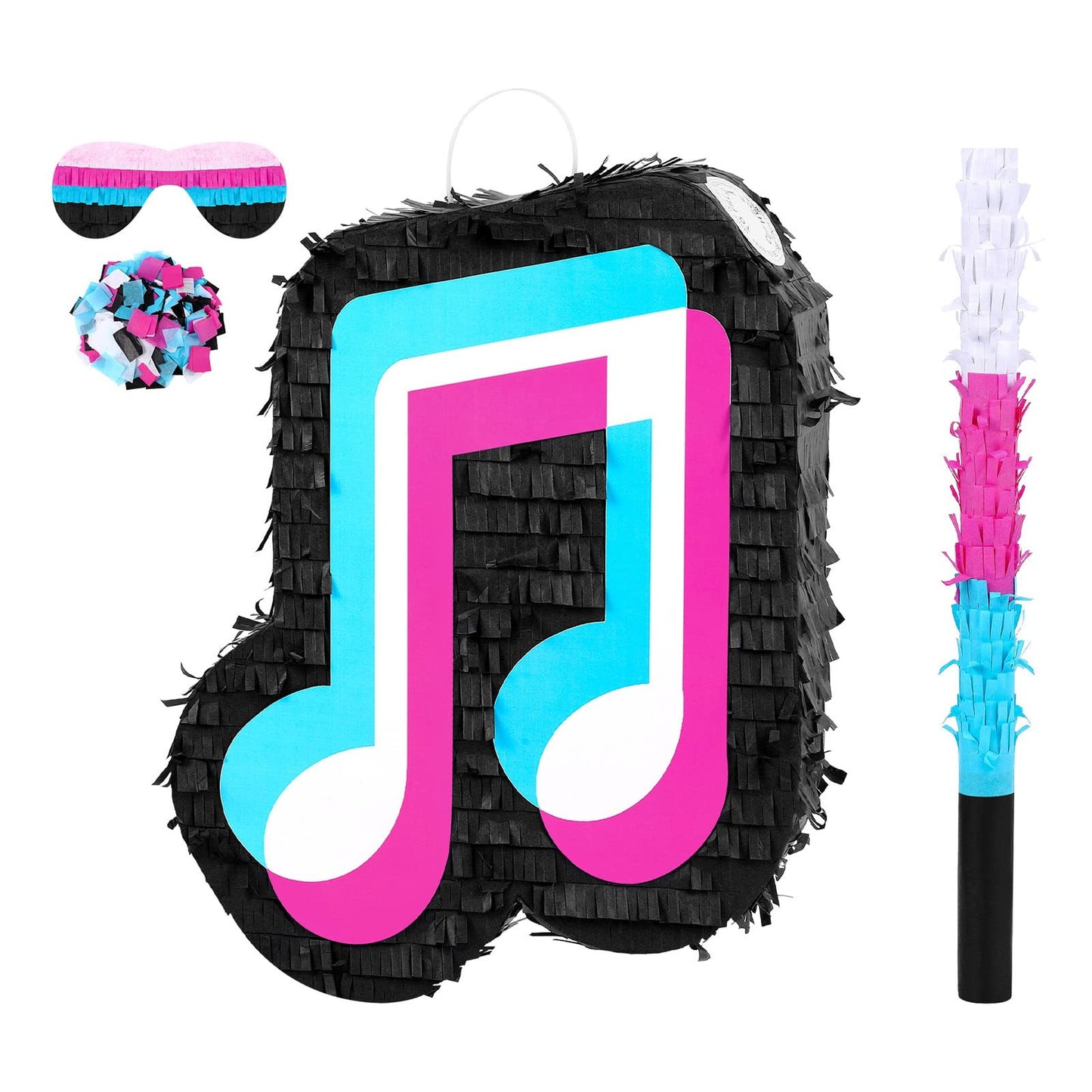 Disco Beat Party Pinata Set - Music Pinata with Confetti & Blindfold for Social Media Theme - DJ Short Video Party Decoration Supplies - 16.1 x 12 x 2.8 Inch
