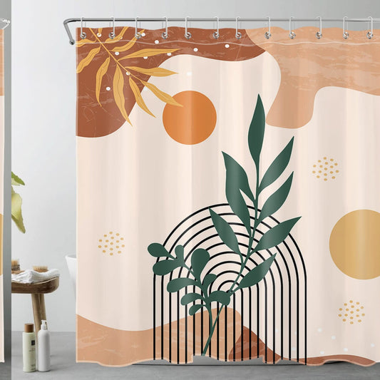 Abstract Boho Plant Green Leaf Shower Curtain 72"x72"
