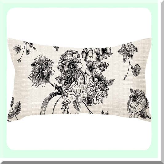 Vintage Floral Garden Pillow Cover 12x20 Inches
