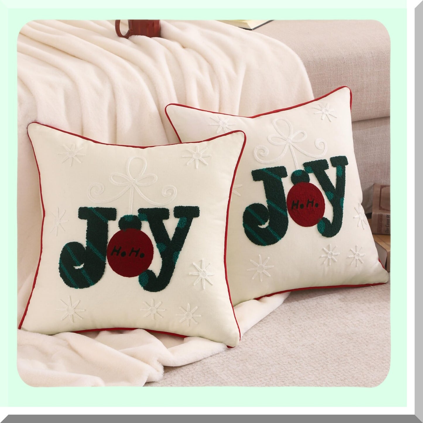Winter Joy Snowflake Cushion Cover Set - 18x18 Inch Party Decor for Sofa, Couch, Bed - Soft Holiday Pillow Case - Living Room Decorations