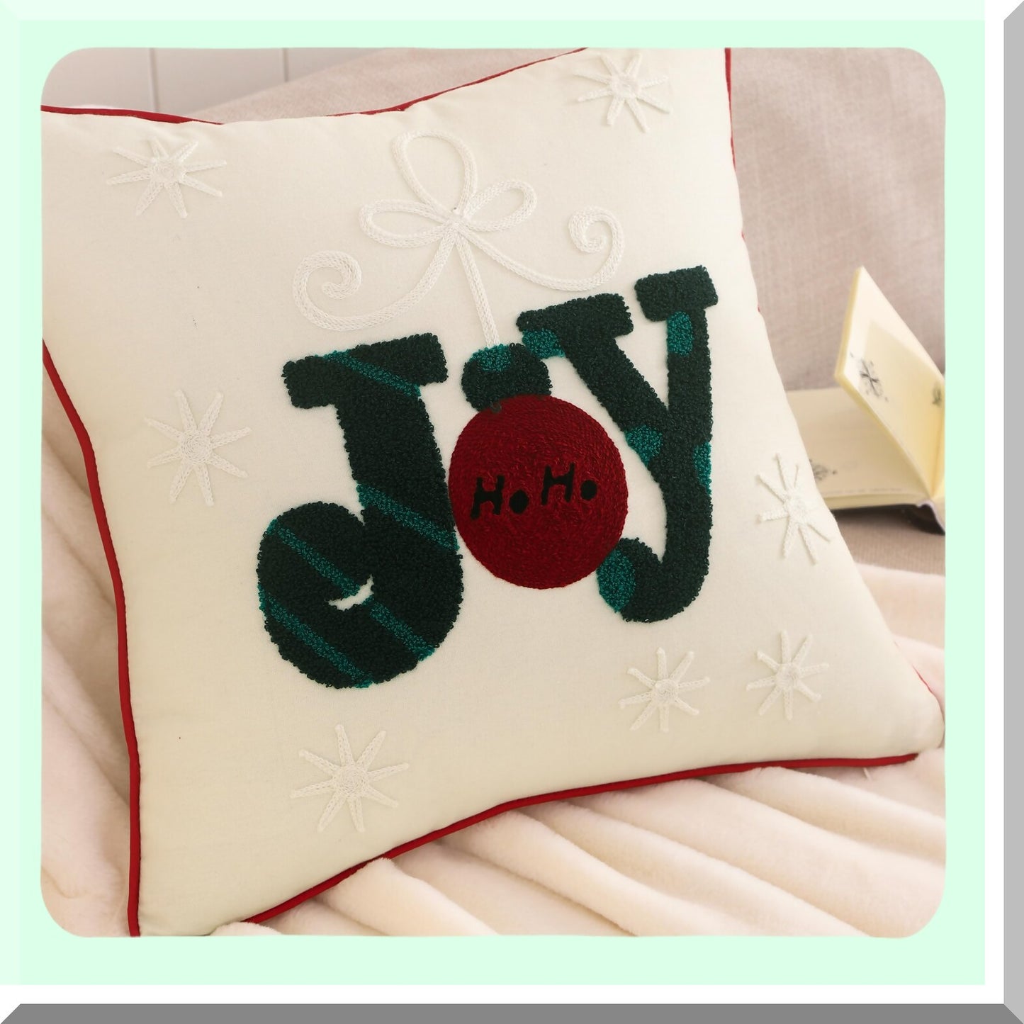 Winter Joy Snowflake Cushion Cover Set - 18x18 Inch Party Decor for Sofa, Couch, Bed - Soft Holiday Pillow Case - Living Room Decorations
