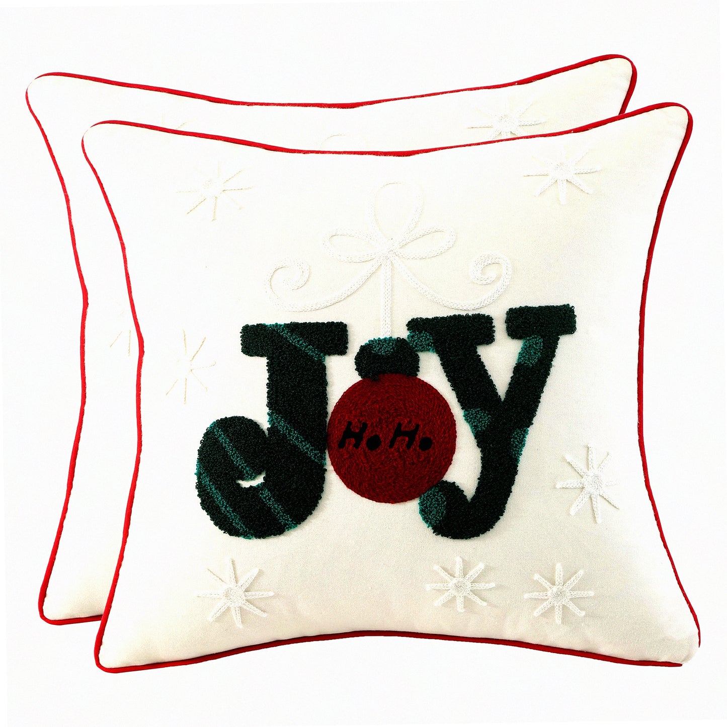 Winter Joy Snowflake Cushion Cover Set - 18x18 Inch Party Decor for Sofa, Couch, Bed - Soft Holiday Pillow Case - Living Room Decorations