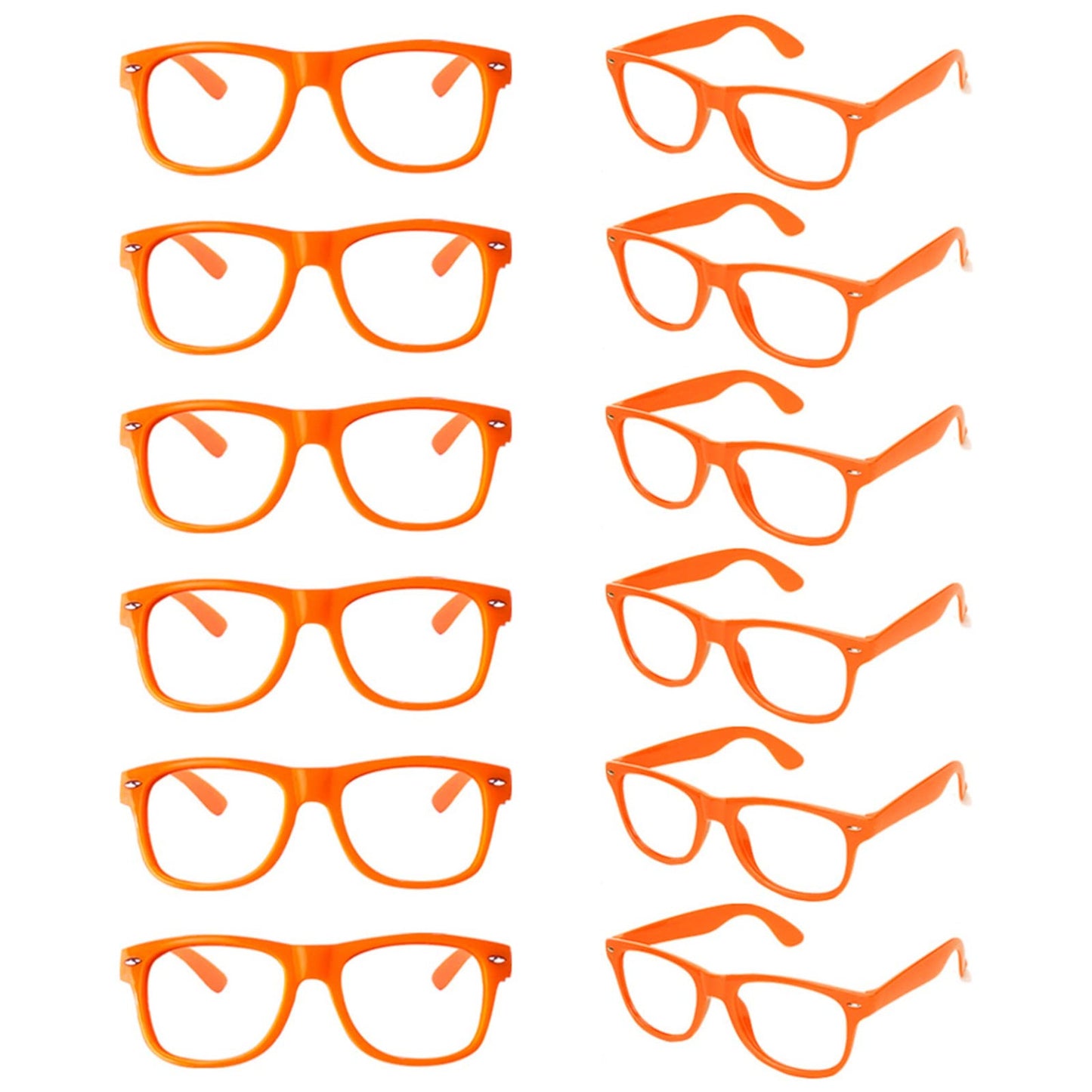 Orange Fun Frames - Bulk Pack of 12 Kids Pretend Play Glasses for Boys and Girls Birthday Party Favors. No Lens, Just Pure Fun!