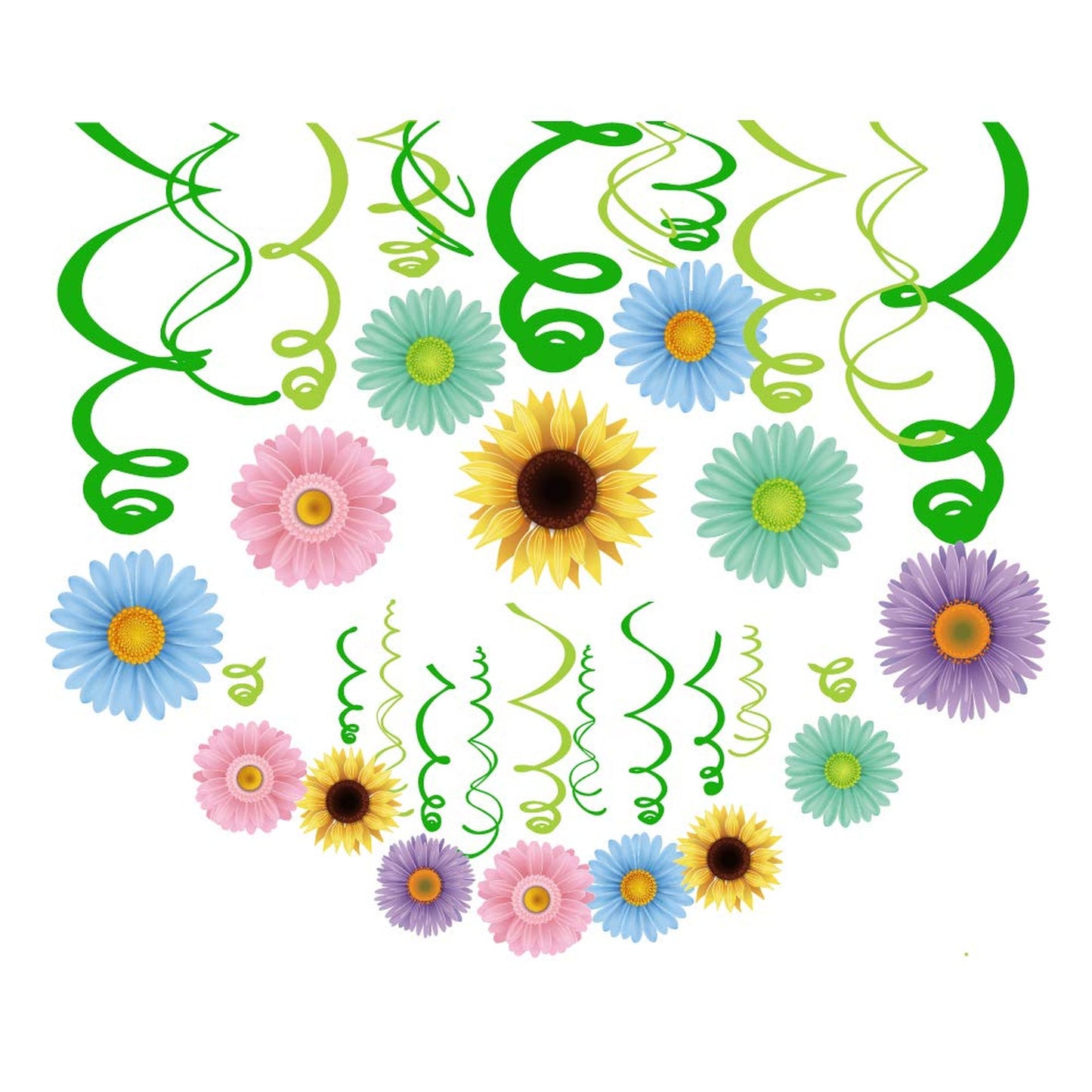Spring Sunflower Hanging Swirl Decorations for Parties