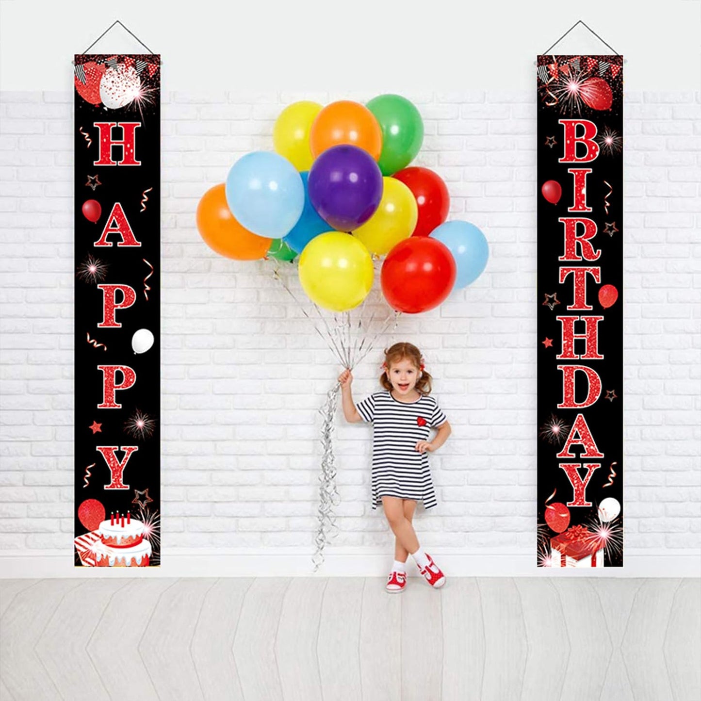 Colorful Birthday Banner Decoration - Wall Strung Party Flag - Home Party Supplies - Happy Birthday M002 Red
