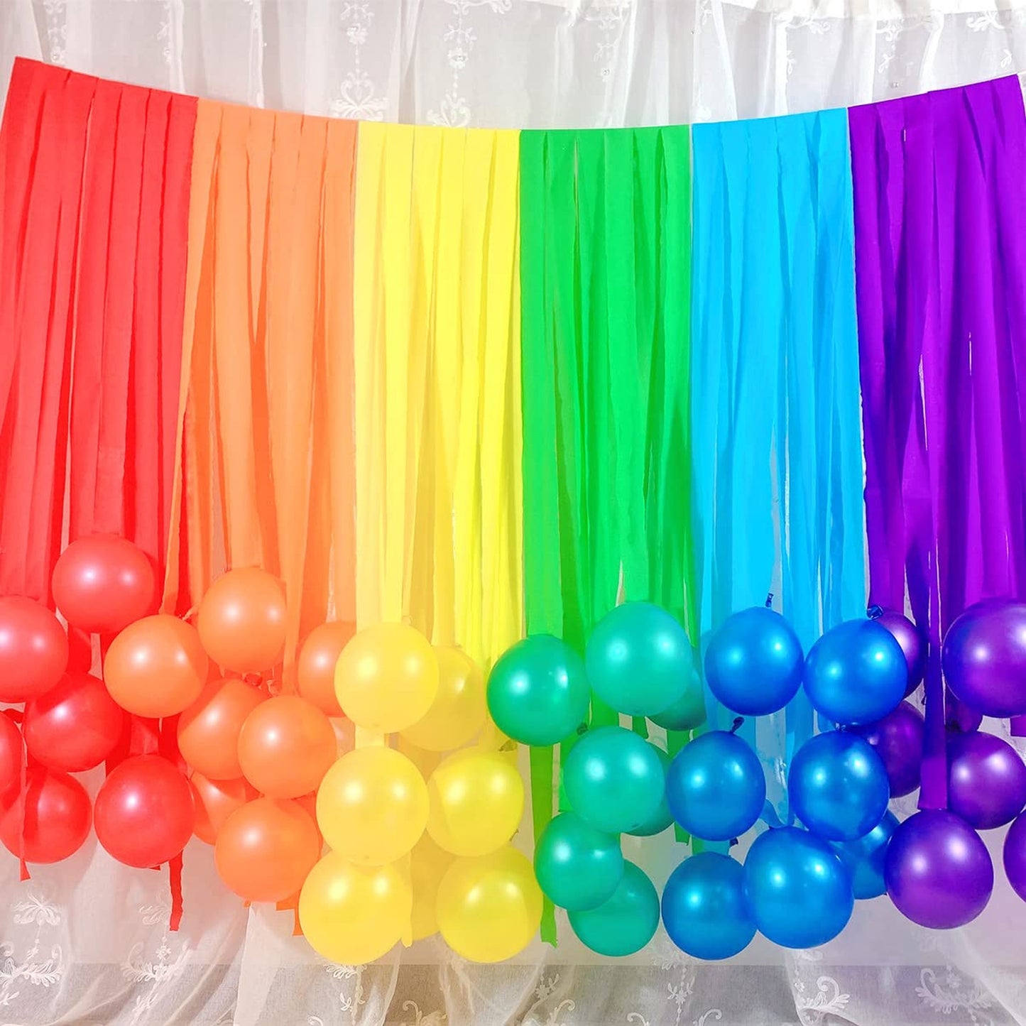 Rainbow Bliss Party Pack - Includes Rainbow Decorations Backdrop, Streamers, and Balloons for Birthday, Graduation, Wedding, Baby Shower, and more!