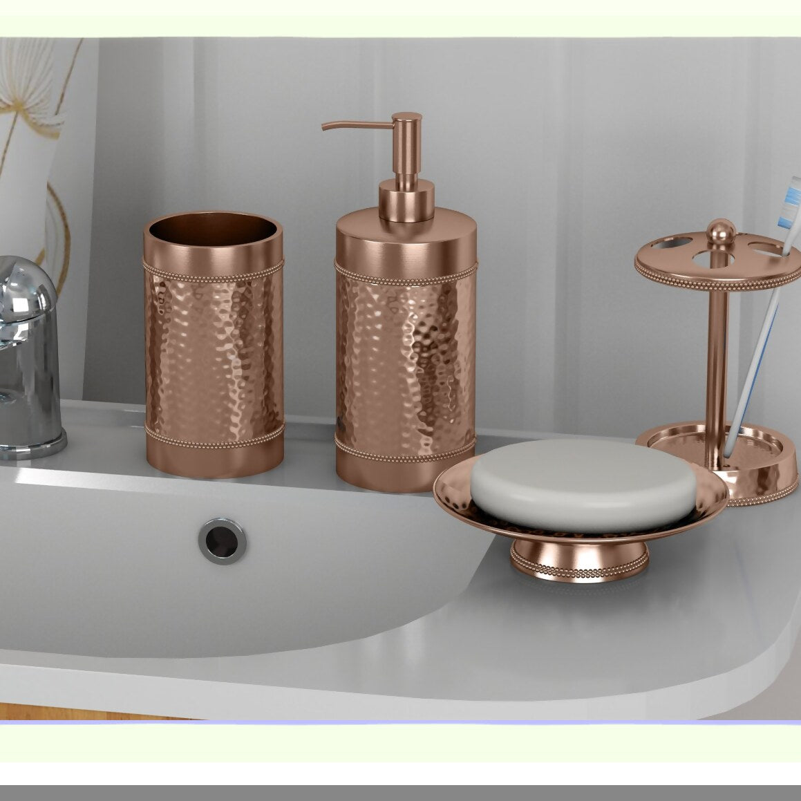 Copper Finish Bath Accessory Set, 4 Pieces