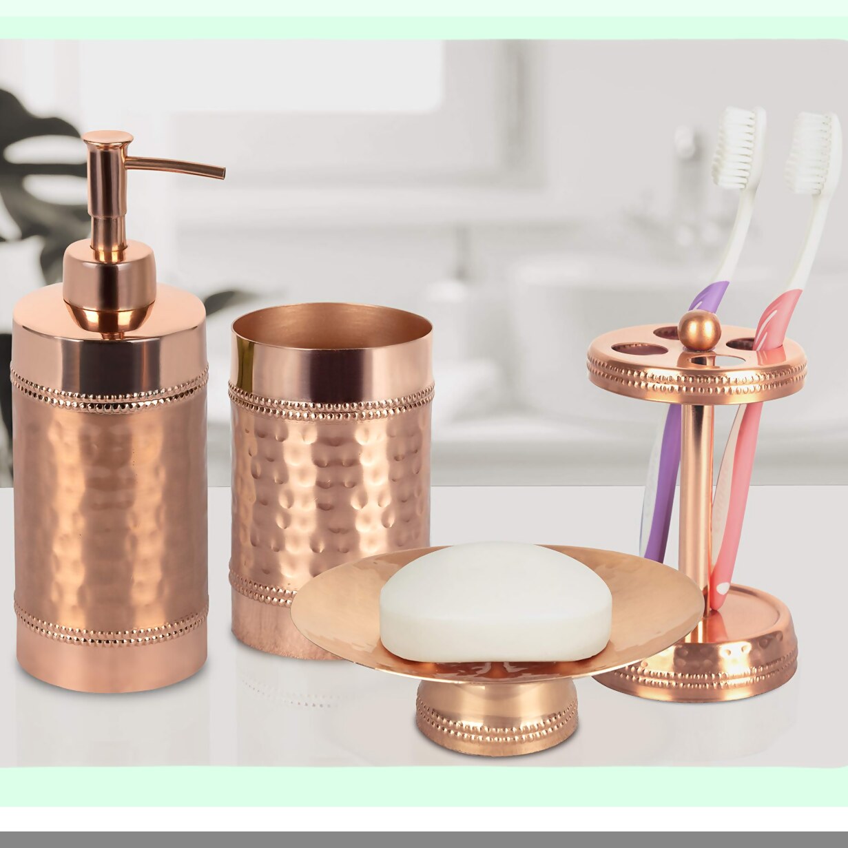 Copper Finish Bath Accessory Set, 4 Pieces